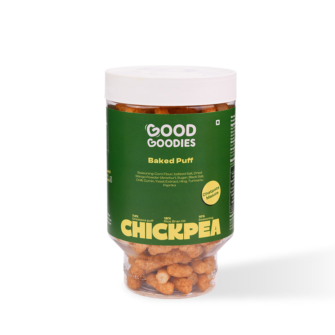 Baked Chickpea Puffs Chatpata Masala 125g | Baked Snack | No Maltodextrin | No Palm Oil | No Artificial Preservatives
