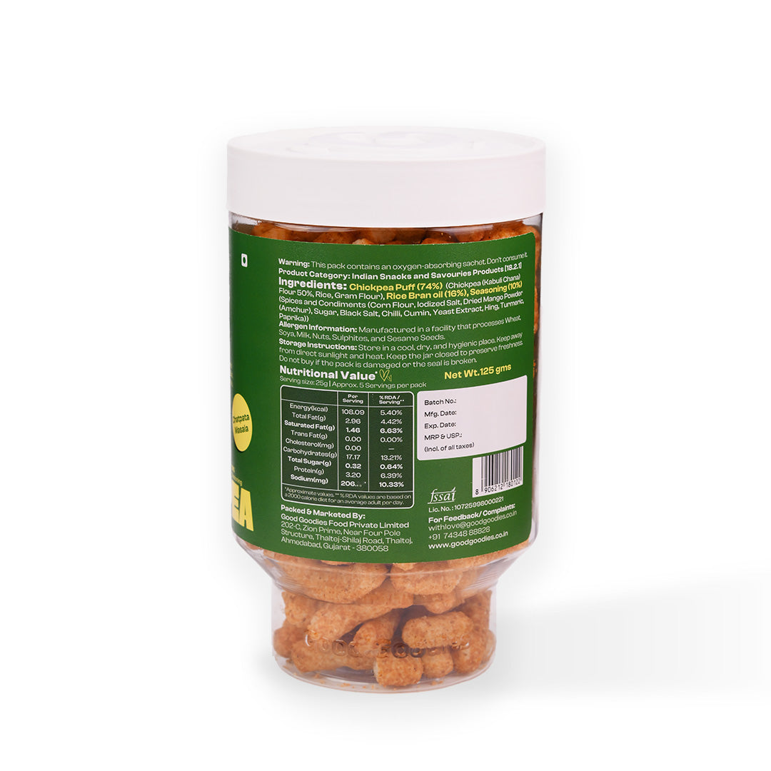 Baked Chickpea Puffs Chatpata Masala 125g | Baked Snack | No Maltodextrin | No Palm Oil | No Artificial Preservatives