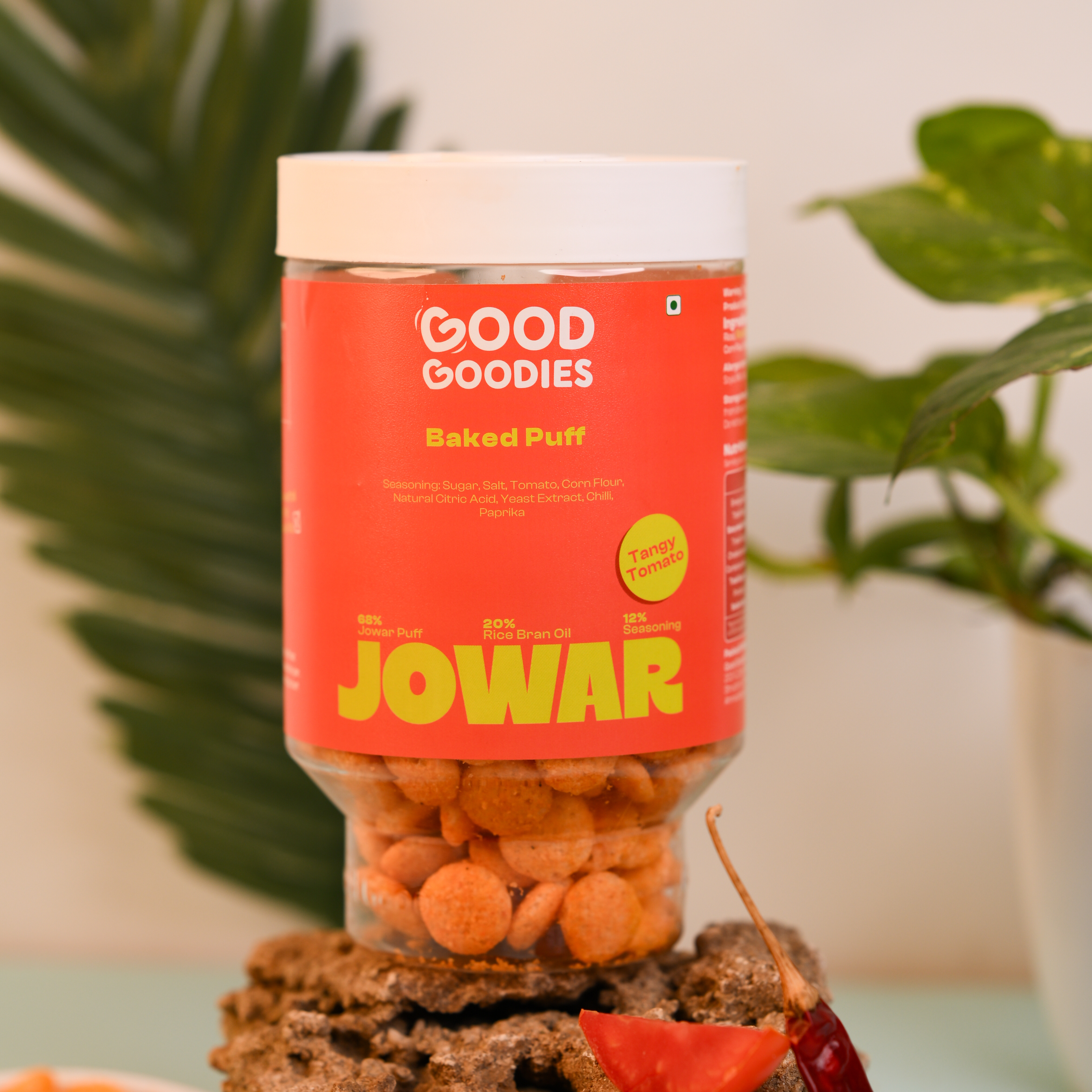 Baked Jowar Puffs Tangy Tomato 100g | Millet Snack | Baked Not Fried | No Maltodextrin | No Palm Oil | No Artificial Preservatives