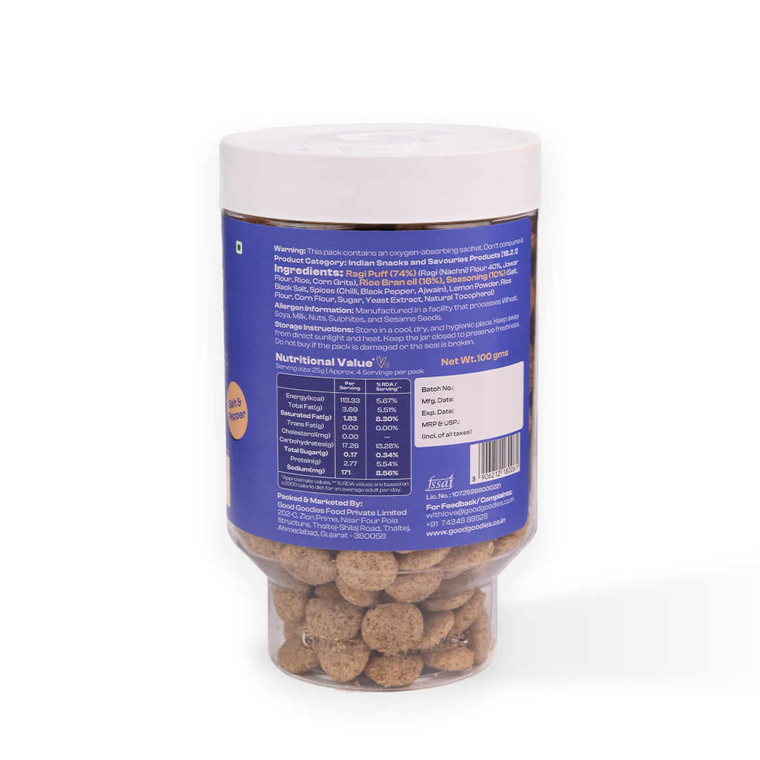 Baked Ragi Puffs Salt & Pepper 100g