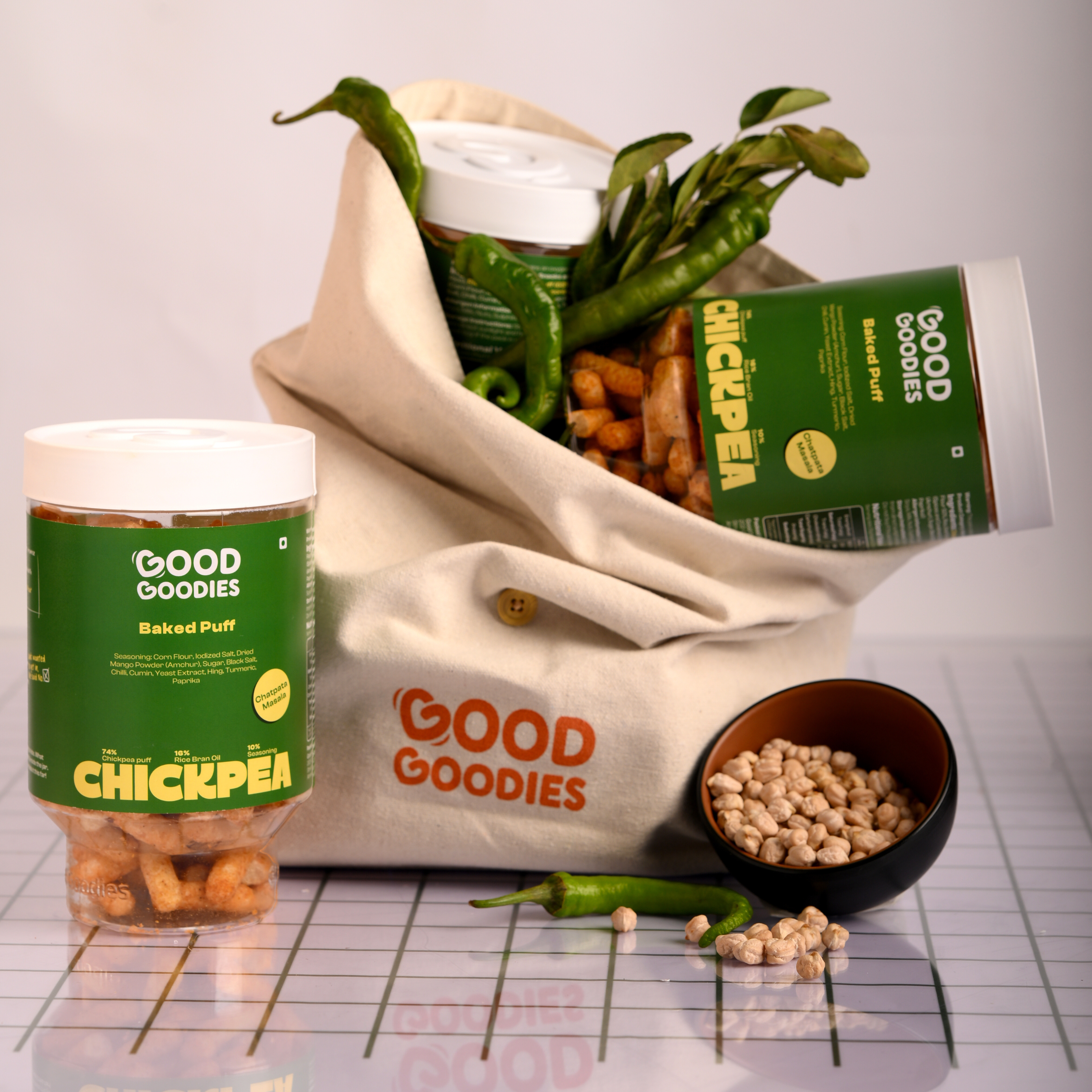 Baked Chickpea Puffs Chatpata Masala 125g | Baked Snack | No Maltodextrin | No Palm Oil | No Artificial Preservatives