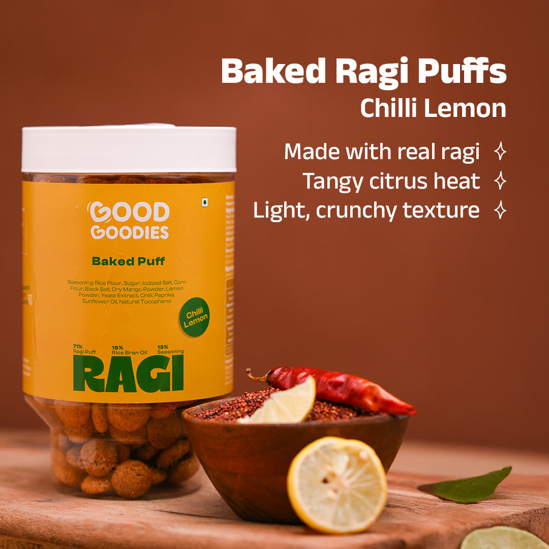 Baked Ragi Puffs with chili lemon