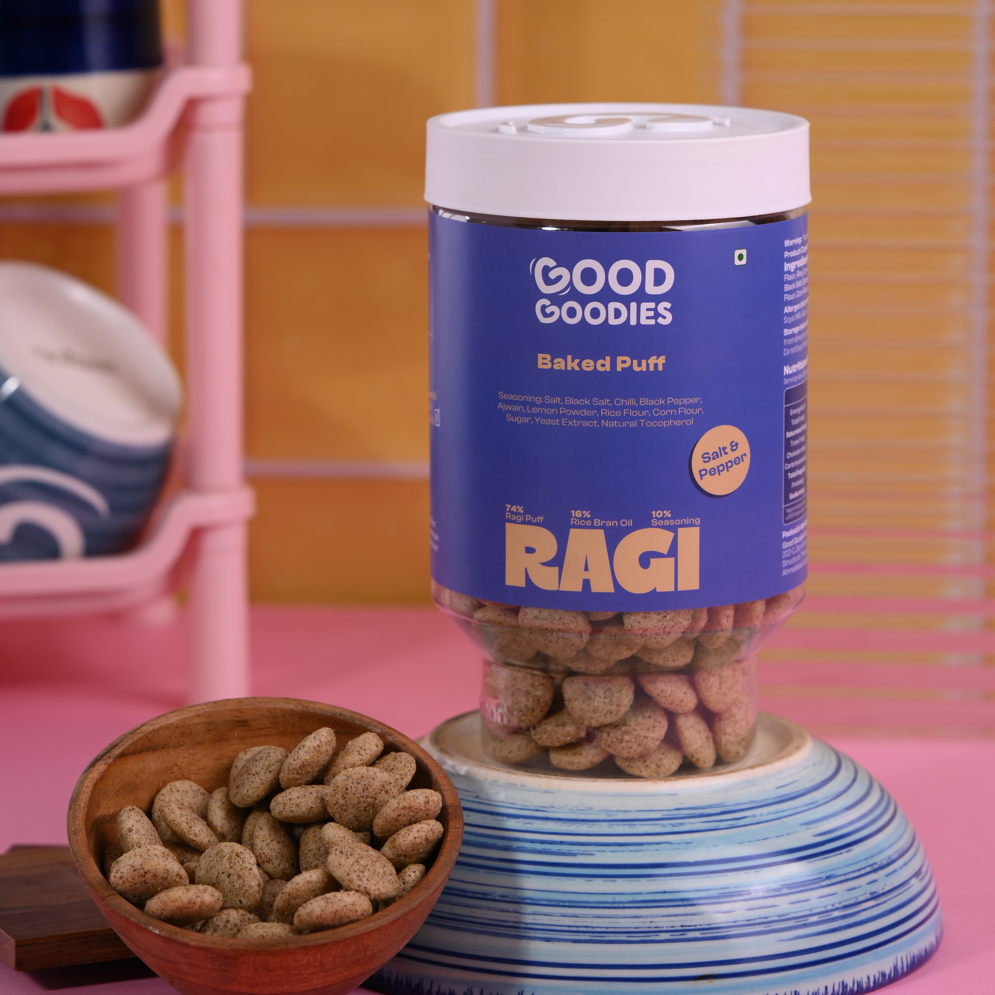 Baked Ragi Puffs Salt & Pepper 100g | Millet Snack | Baked Not Fried | No Maltodextrin | No Palm Oil | No Artificial Preservatives