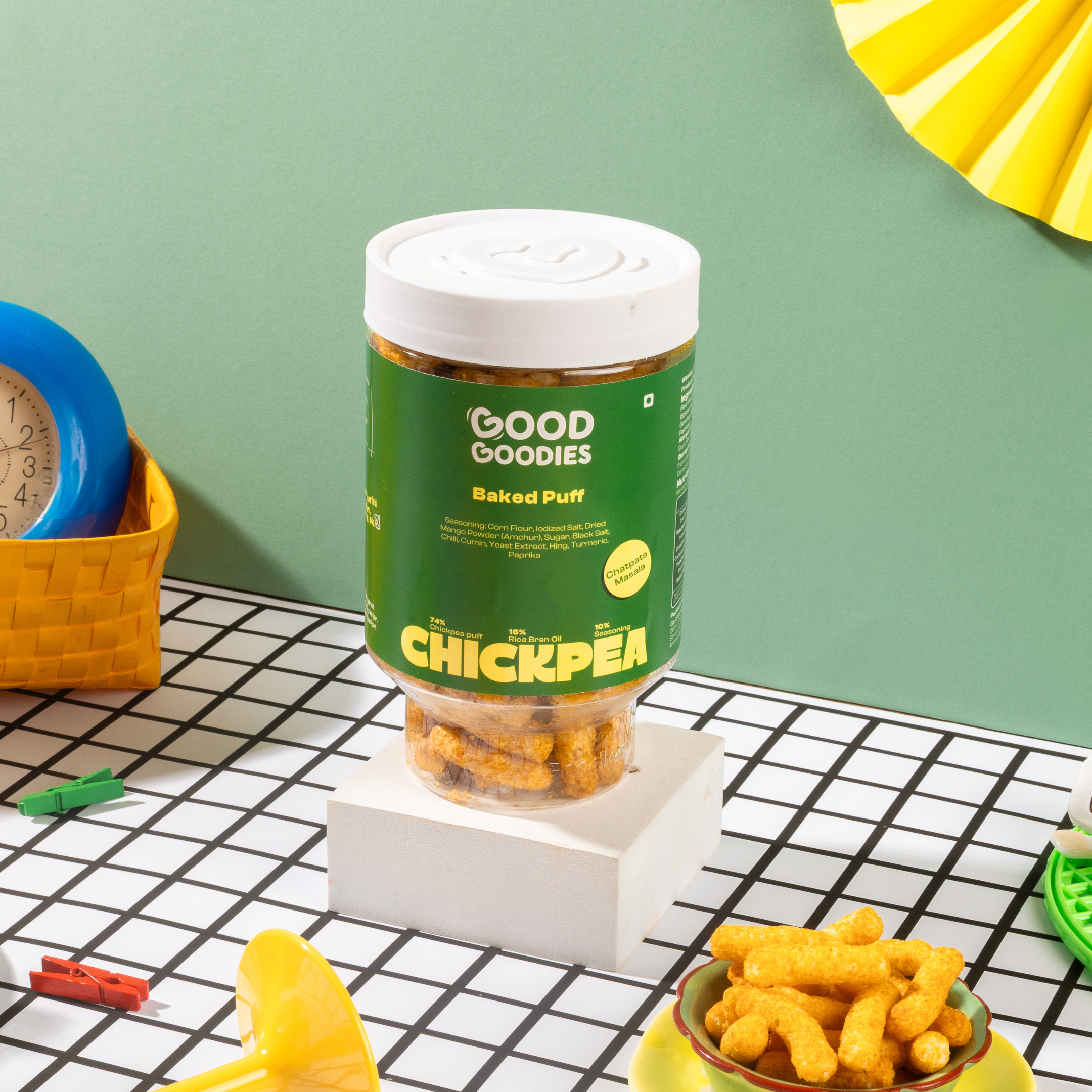 Baked Chickpea Puffs Chatpata Masala 125g | Baked Snack | No Maltodextrin | No Palm Oil | No Artificial Preservatives