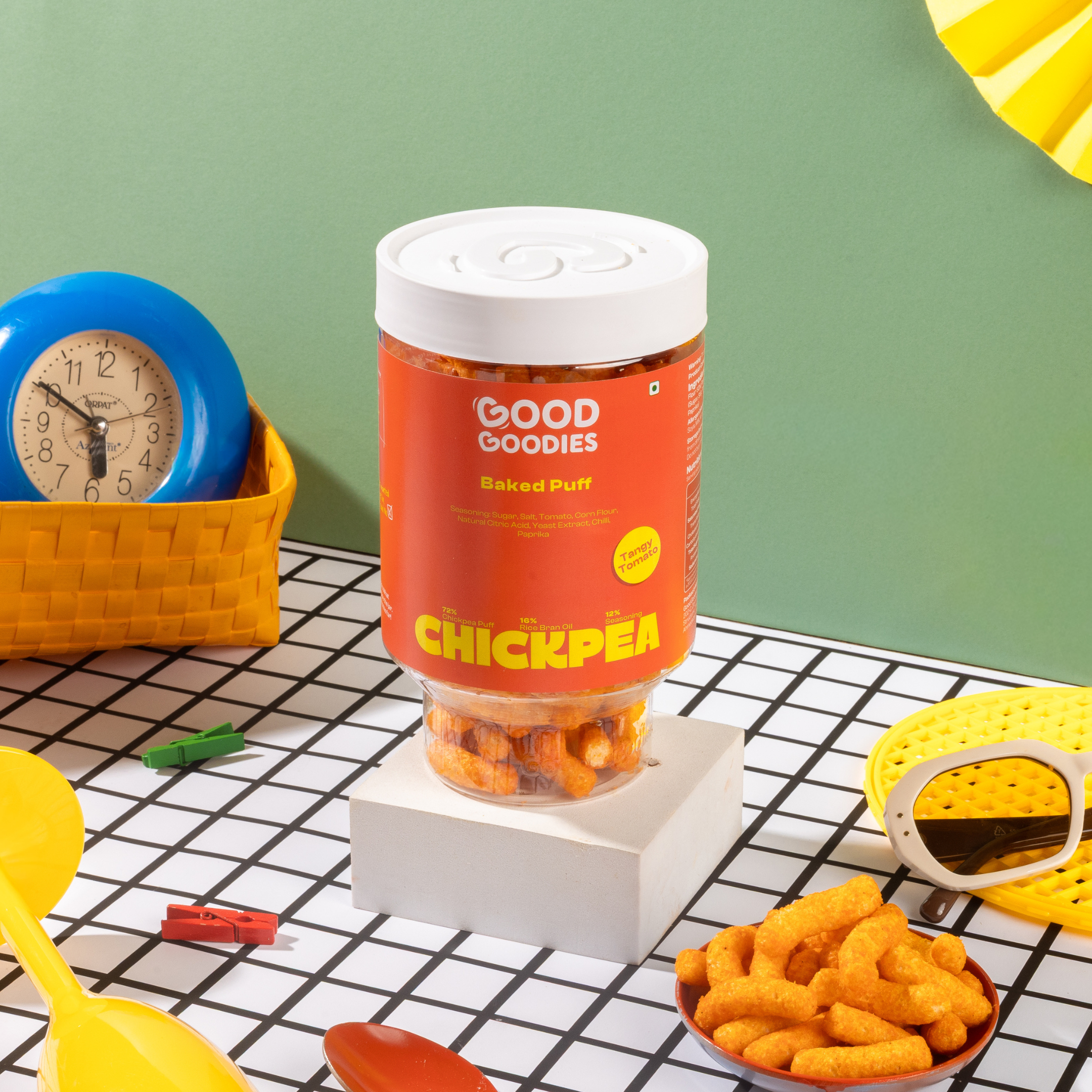 Baked Chickpea Puffs Tangy Tomato 125g | Baked Snack | No Maltodextrin | No Palm Oil | No Artificial Preservatives