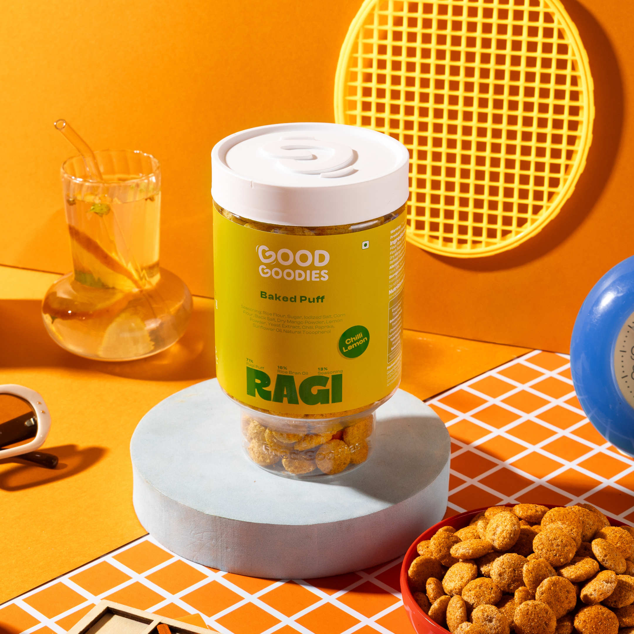 Baked Ragi Puffs Chili Lemon 100g | Millet Snack | Baked Not Fried | No Maltodextrin | No Palm Oil | No Artificial Preservatives